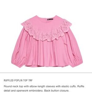 Zara Pink Puff Sleeve Ruffled Blouse